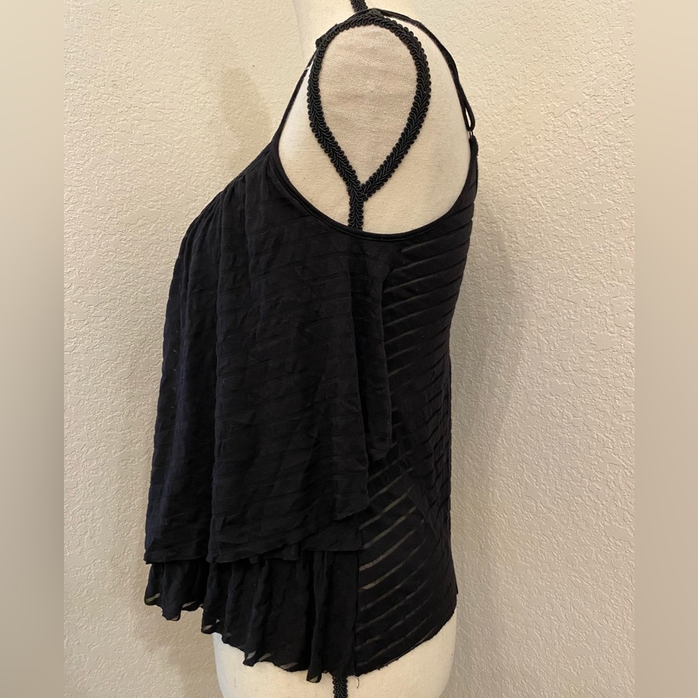 Free People Ruffled Tank Top. Size XS. Color black. - Picture 2 of 6